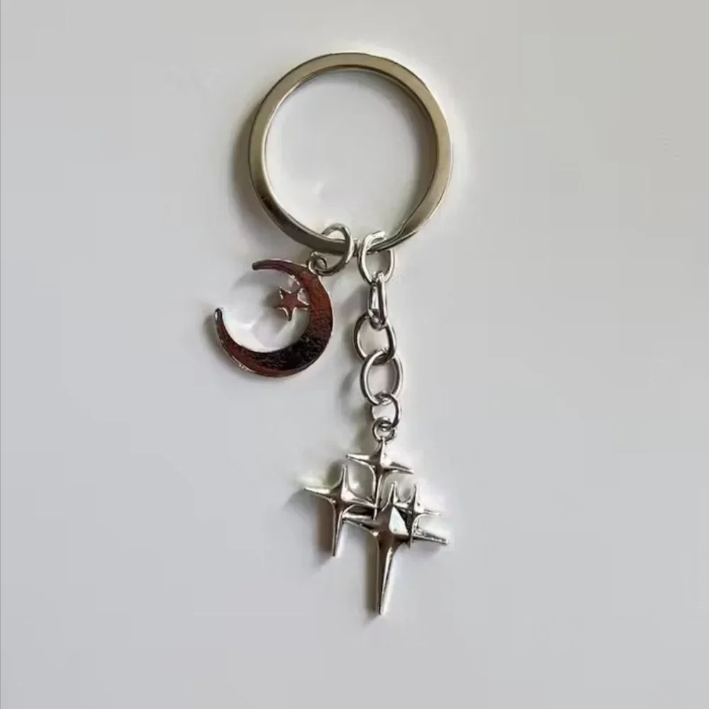 y2k 2000s star moon pendant keyring for keychain